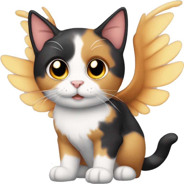 Calico cat with wings emoji