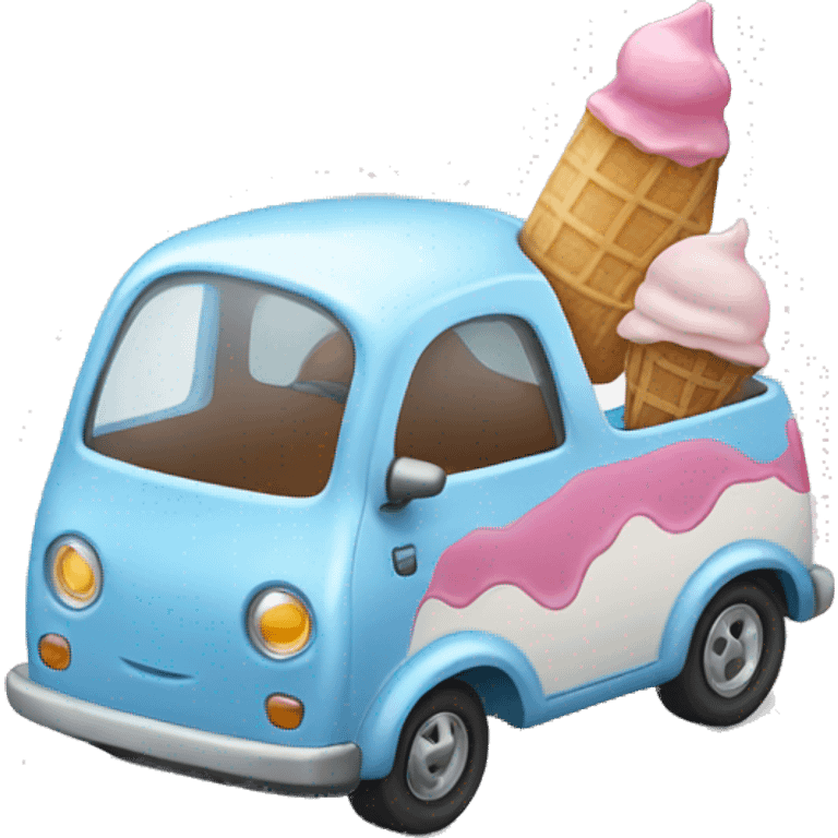 Car with ice-cream  emoji