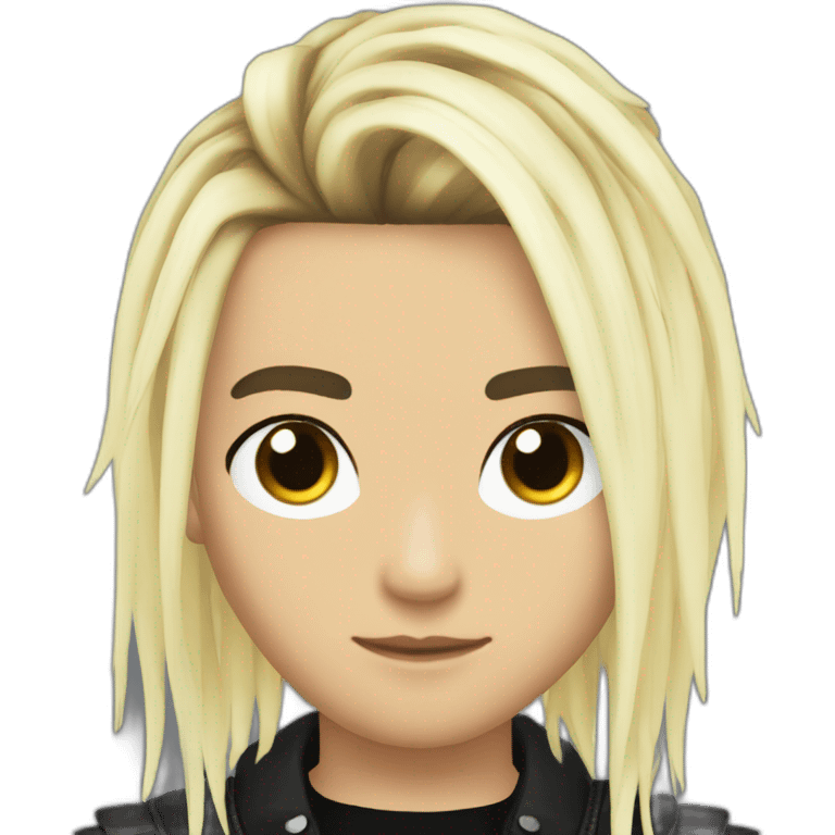 Bill Kaulitz black hair down with blonde highlights emo emoji