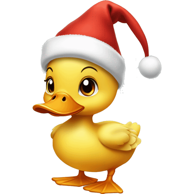 Cute duckling with christmas hat emoji