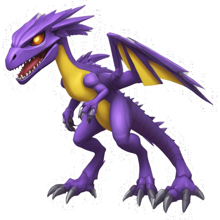  Cool Edgy Purple Yellow Digimon-Fakemon-Guilmon-Velociraptor-Dragon-Mecha full body emoji