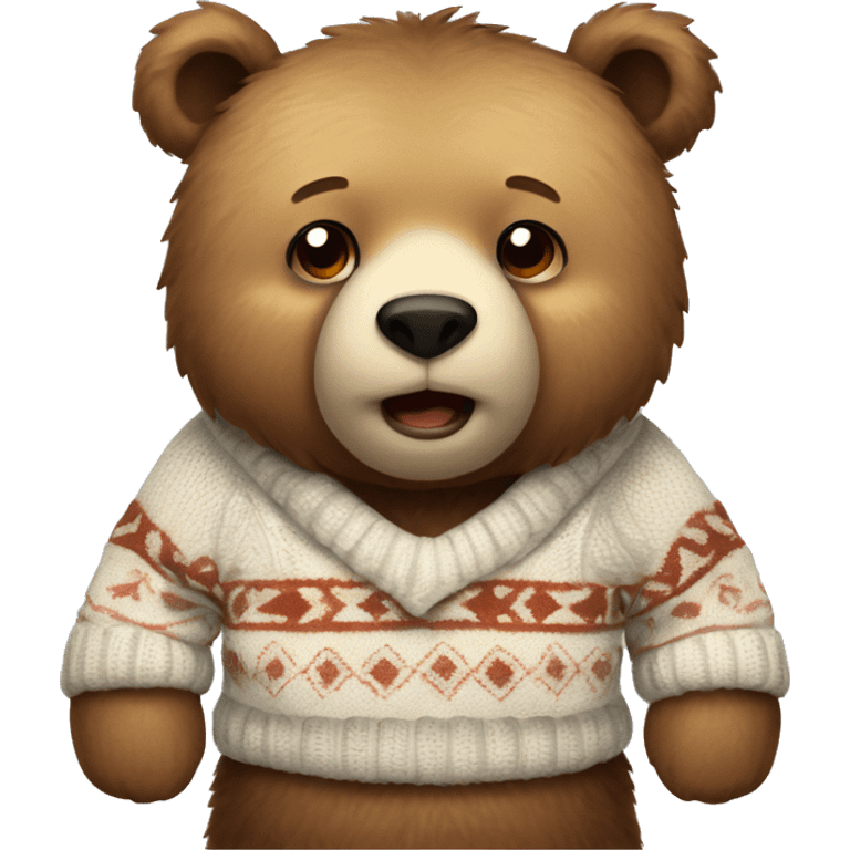 Full body bear with cute sweater on  emoji