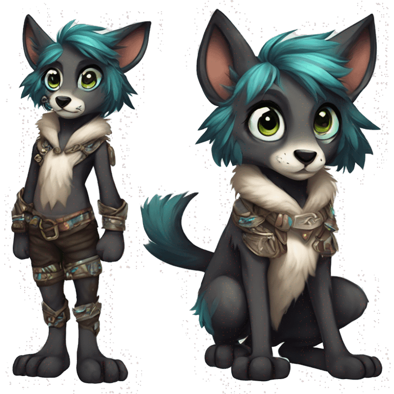 Cool cute Kawaii edgy fantasy animal  fursona Fionbri by griffsnuff & LiLaiRa & Falvie full body emoji