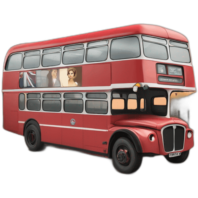 londonian bus with queen elisabeth emoji