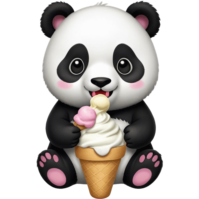 Panda eating ice cream emoji