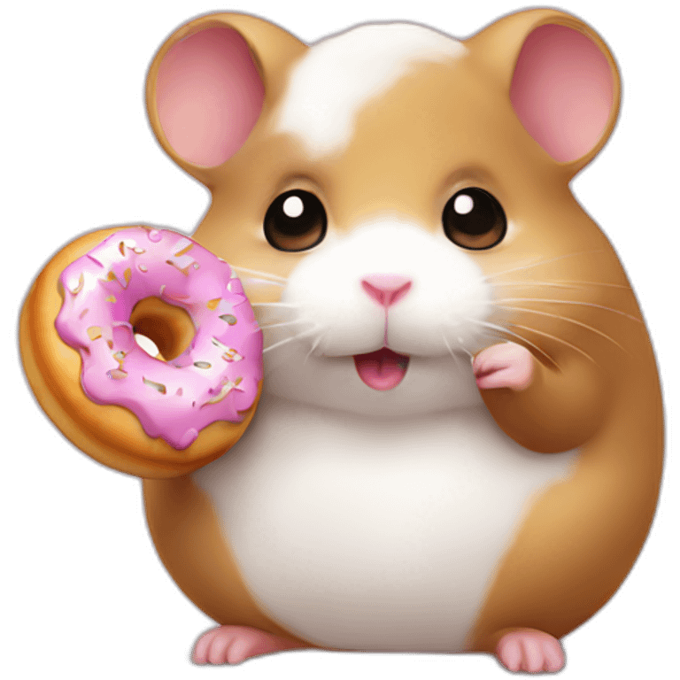 white hamster eat choco donut emoji