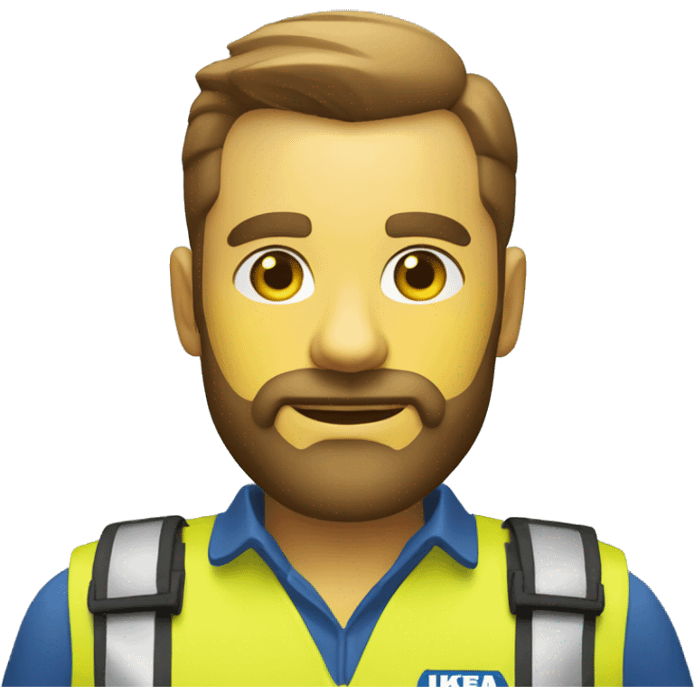 Ikea manager blue eyes beard with laptop and yellow security vest emoji