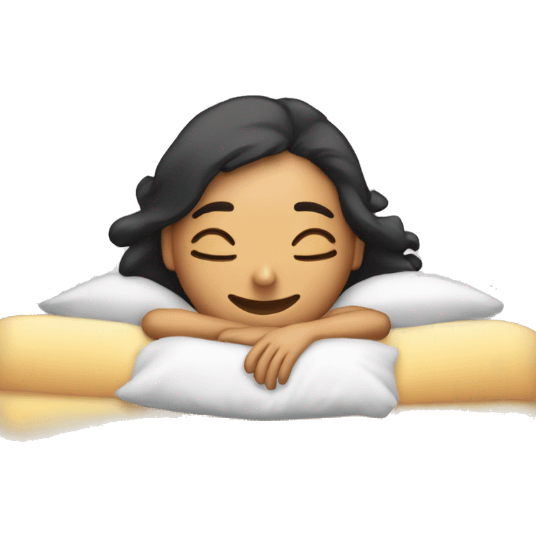 chica morena durmiendo en cama emoji