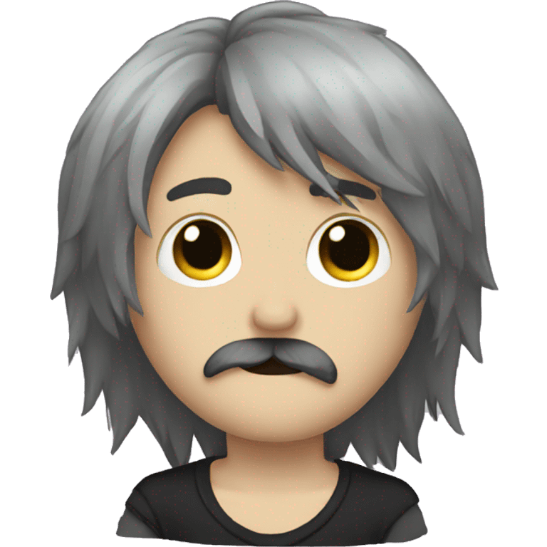 emo boy with long shaggy hair and moustache emoji