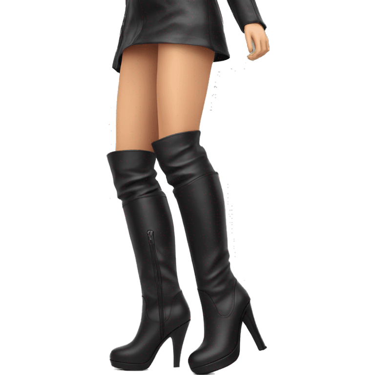 Knee long high heel boots leather  emoji