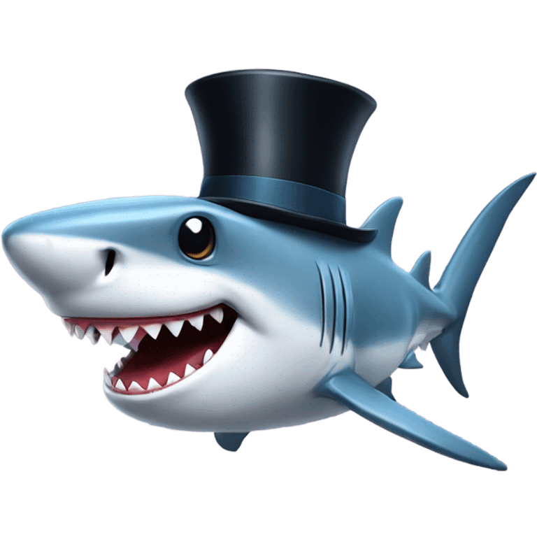 Shark with a top hat emoji