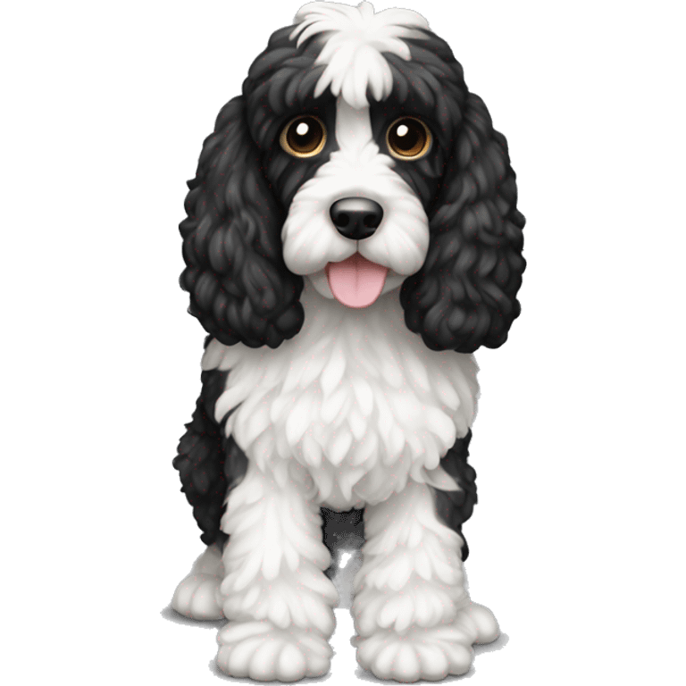 Black cockapoo full body white stripe  emoji