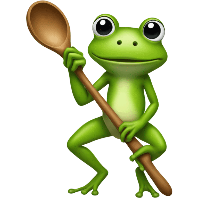 Frog holding a wooden spoon emoji