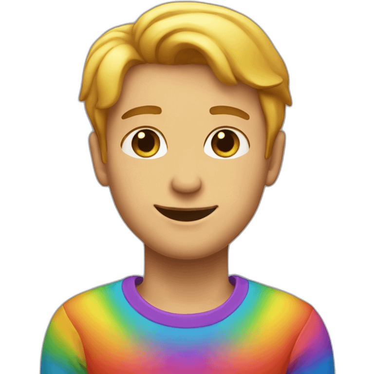 A guy with heart eyes in rainbow colors emoji