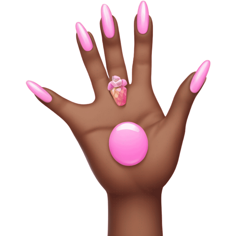 A cute hand with five fancy pink nails  emoji