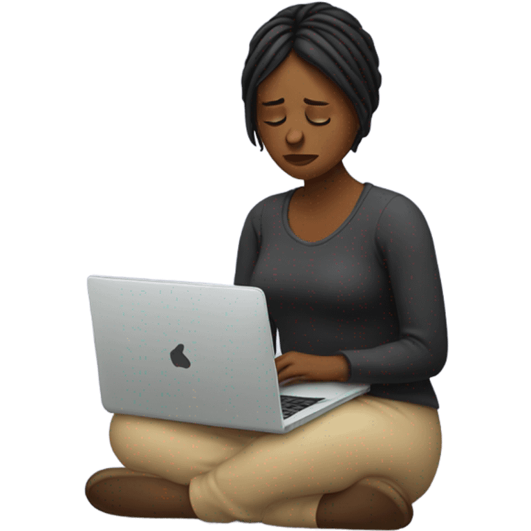 feeling sad women with laptop on lap emoji