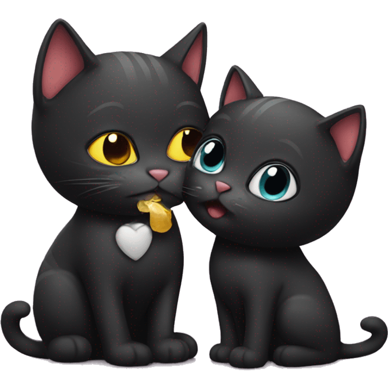  Black cat and kiss emoji