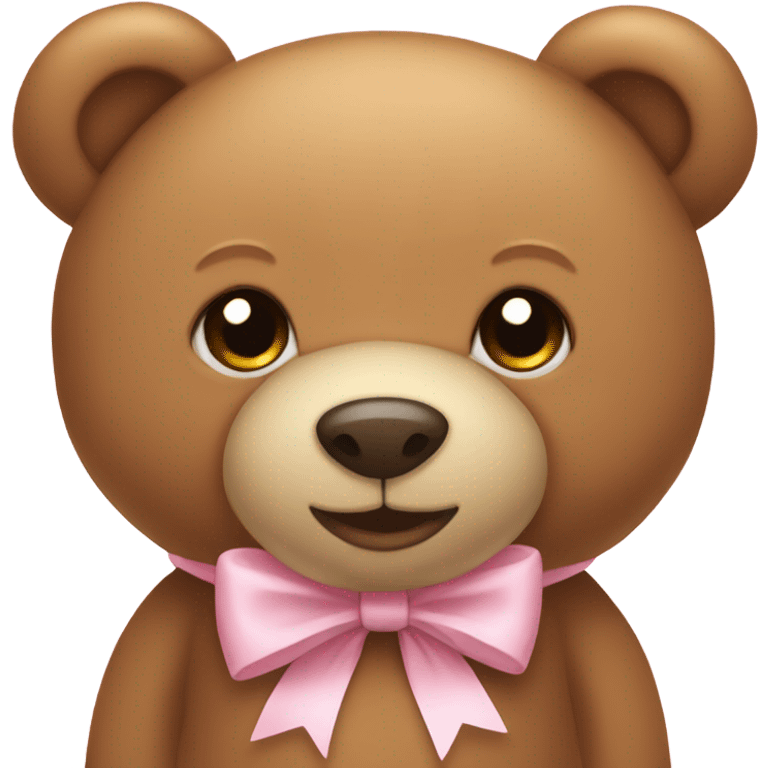 light brown teddy bear with a light pink bow around its neck emoji