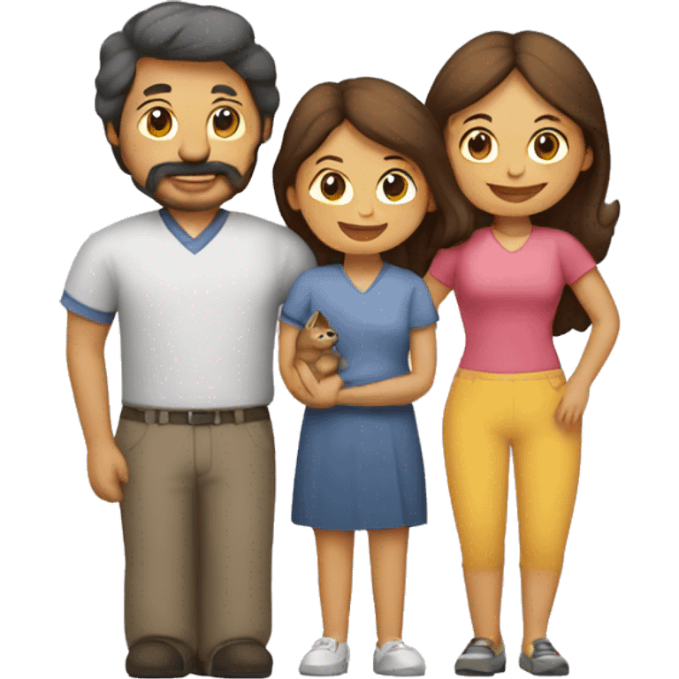 Familia de hombre, mujer y un gato emoji