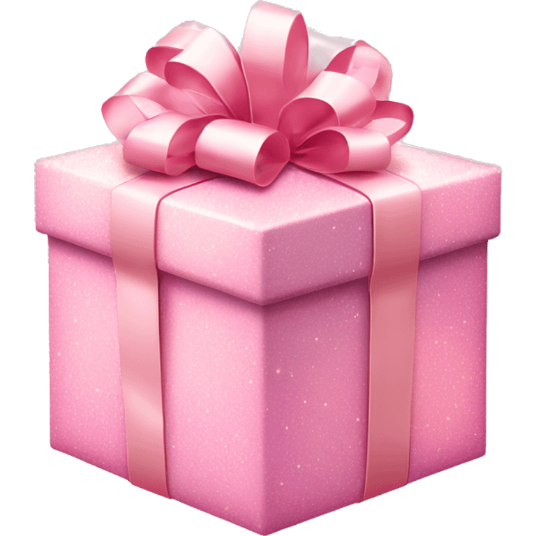 Pastel Pink Gift Box "A pastel pink gift box with a glowing ribbon, glittery wrapping paper, and magical sparkles floating in the air around it." emoji