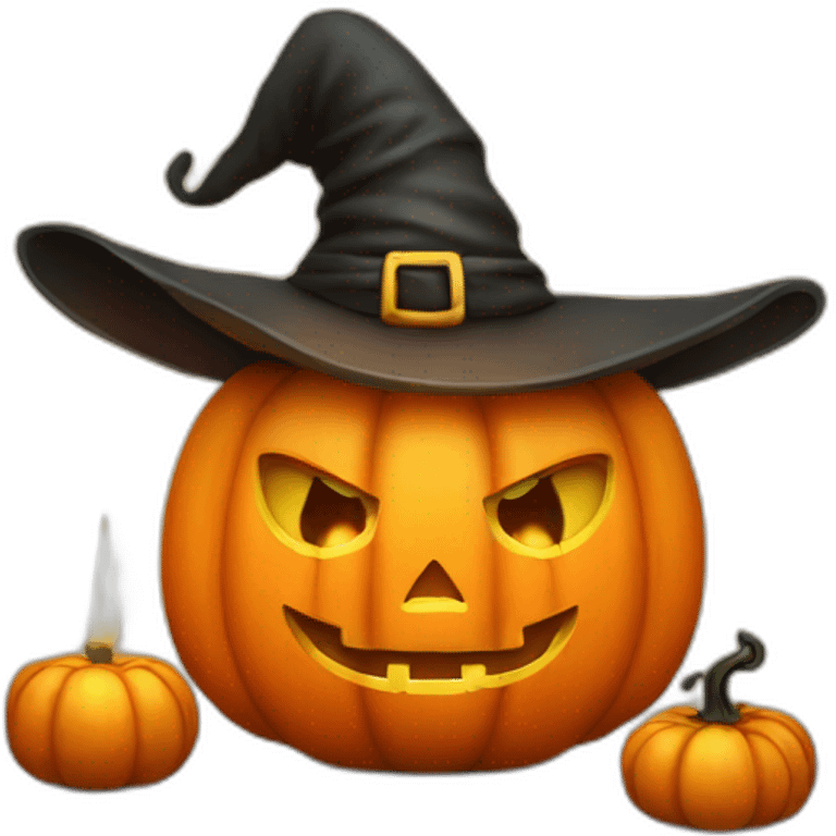 Pumpkin witch with candle emoji