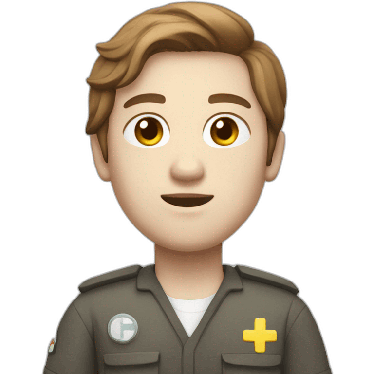 Ambulance yung man with white skin and brown hair  emoji