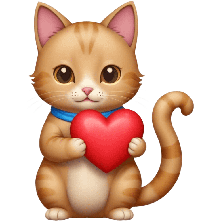 Cat holding a heart emoji