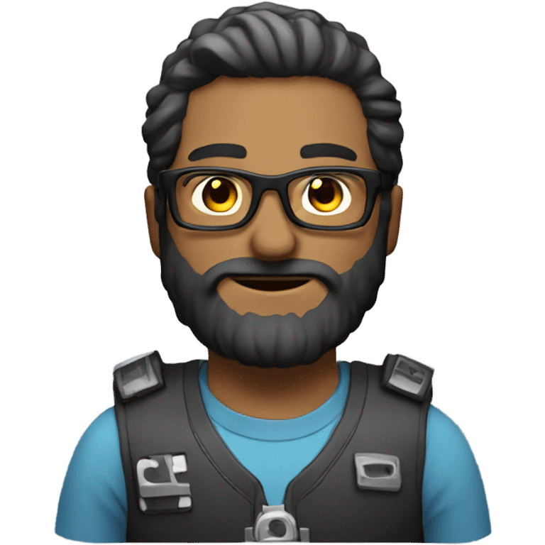 Man playing video game with beard and glasses emoji