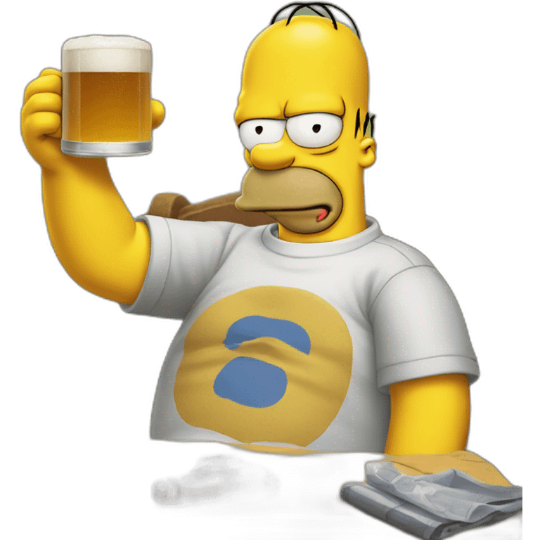 Homer simpson drinking a beer emoji