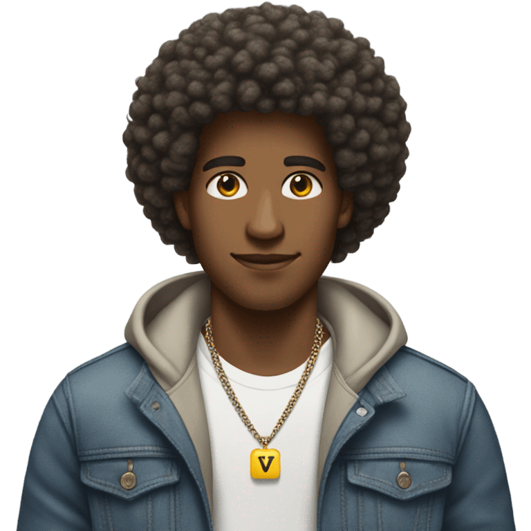 Brown male, big afro ,vv necklace,Nike shoes  emoji