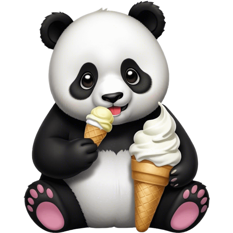 Panda eating ice cream emoji