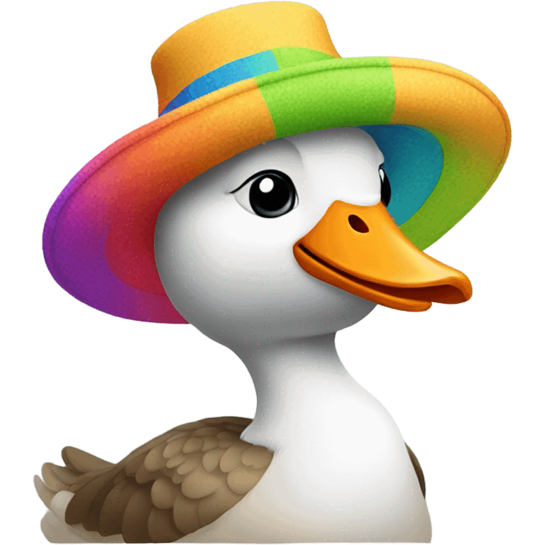 Goose wearing a spinner hat emoji