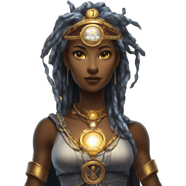 Technomancy Goddess is a mystical being who controls both magic and technology. She can cast spells on technological networks. Her powers blend the ancient art of magic with advanced cybernetics and technology. She can command machines emoji