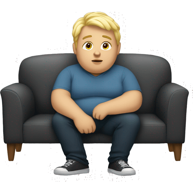 fat blonde boy seated on couch emoji