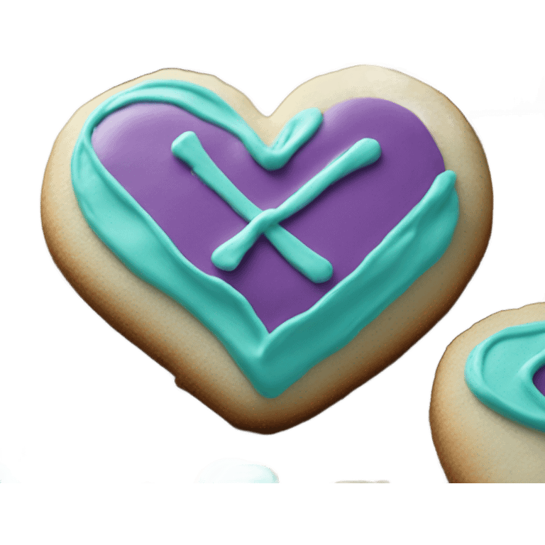 Cookie heart with teal purple support ribbon emoji