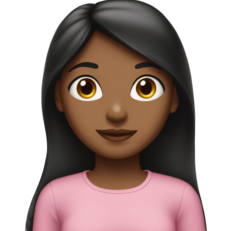 brown girl with straight long black hair wearing a pink top emoji