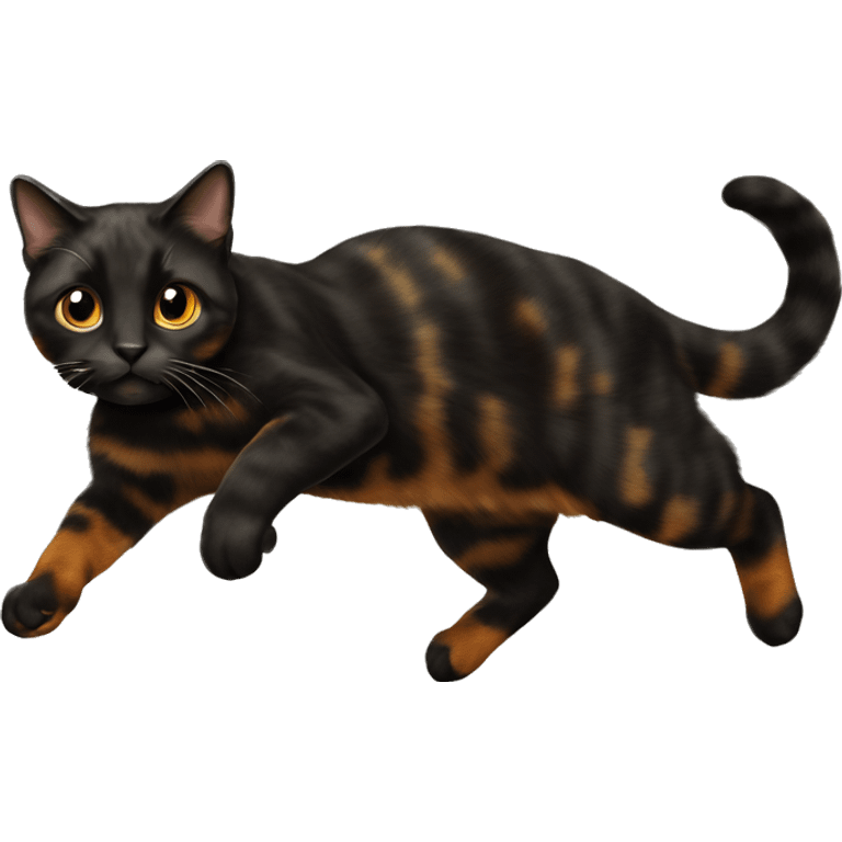 Black tortoiseshell cat jumping emoji