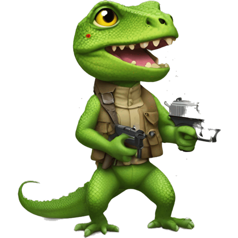 Lizard with gun emoji