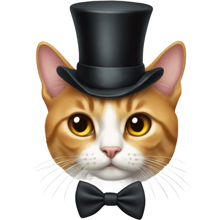 a cat with a bow tie and a top hat emoji