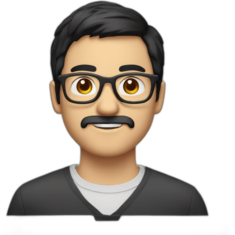 short beard man glasses nerd pixel with black hair and short hair emoji