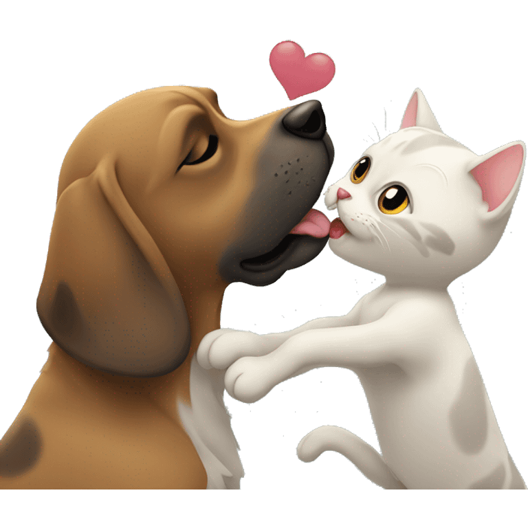 Dog kissing cat emoji