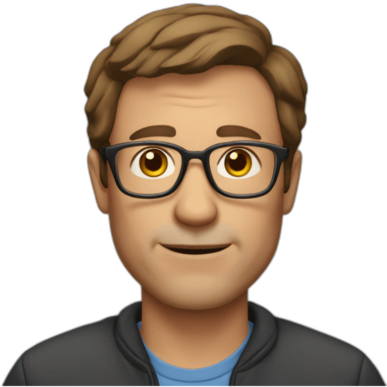 Mature man with short brown hair and glasses emoji