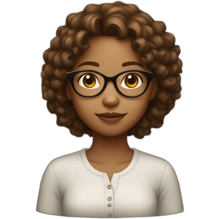 malagasy girl with glasses and curly brown hair emoji