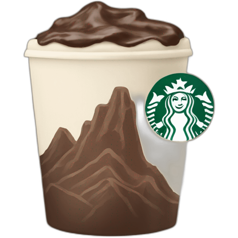 starbucks chcolate with moutain logo emoji