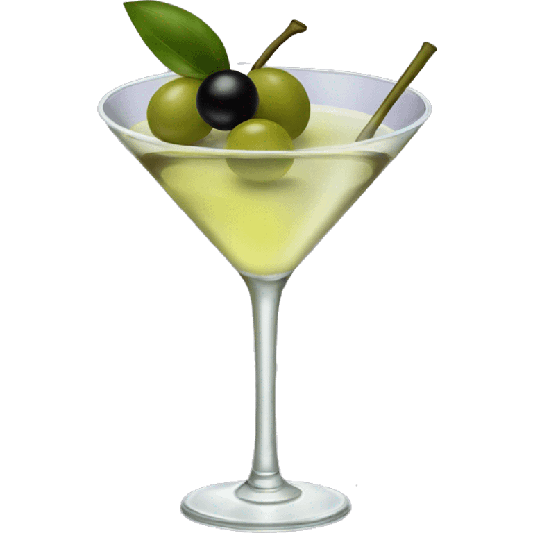 Martini with olives and a thin black bow around stem emoji