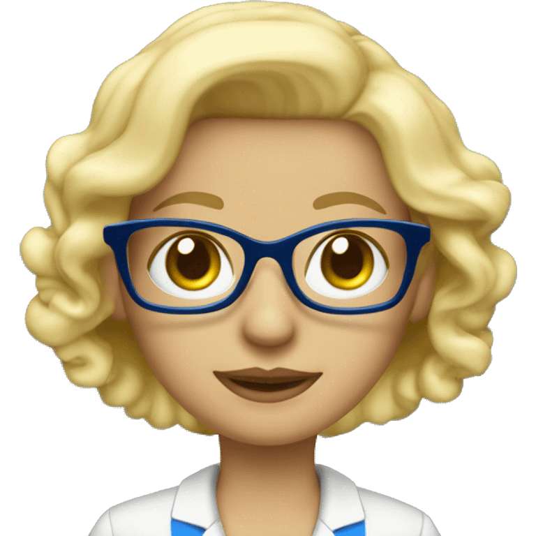 Teacher blonde blue eye glasses with blackboard  emoji