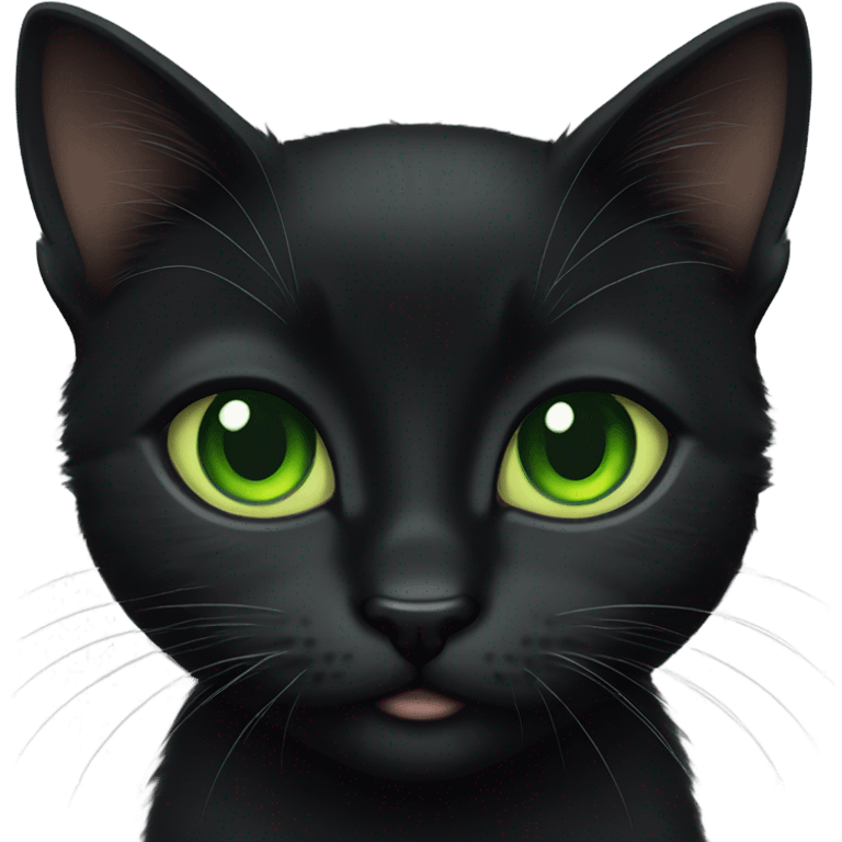 Black kitten with green eyes emoji