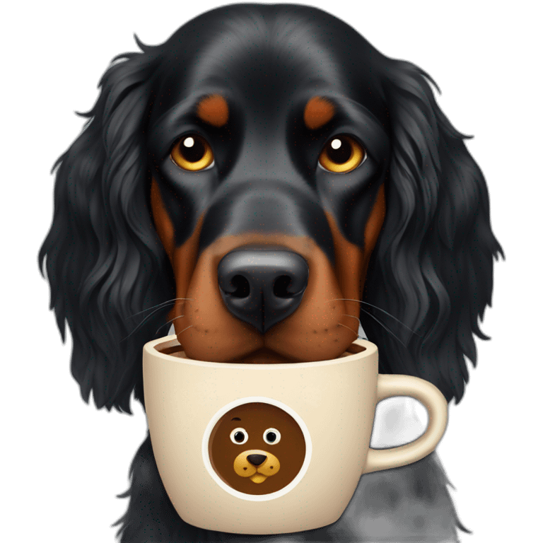 gordon setter with coffee emoji