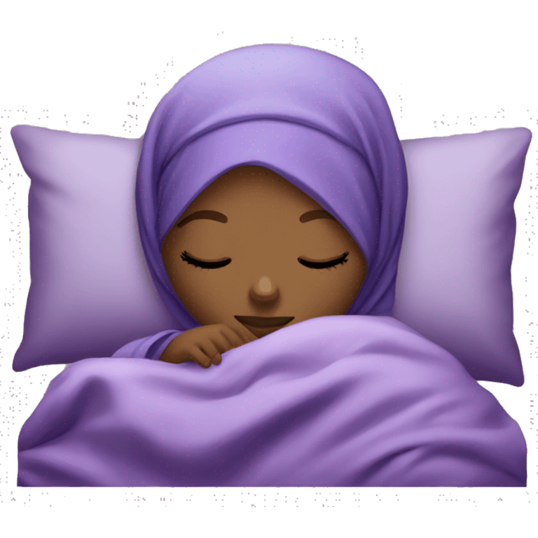 Black Hijabi sleeping in purple pyjamas emoji