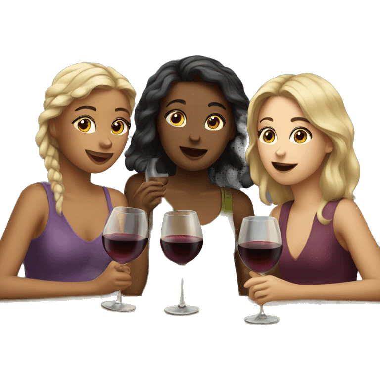 three Girls drinking wine emoji